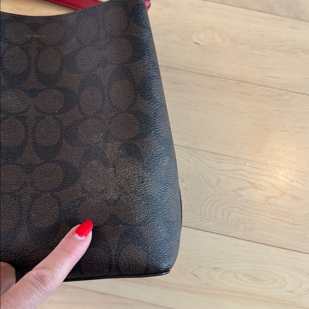Coach Signature Brown and Red Crossbody Bag - Picture 6 of 11